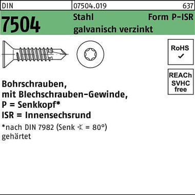 Bohrschraube DIN 7504 SEK O ISR P 3,9x19-T20 Stahl galv.verz. 1000St. 075040190039019