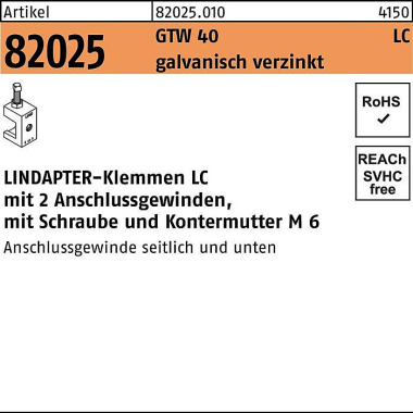 Klemme R 82024 GTW 40 LC M6 galv.verz. 1 Stück LIN DAPTER 820250100060000