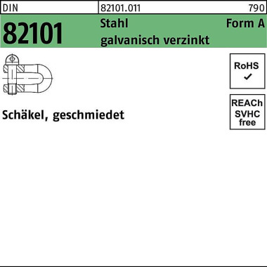 Schäkel DIN 82101 A 0,16 Stahl galv.verz. 50 Stück 821010110160000