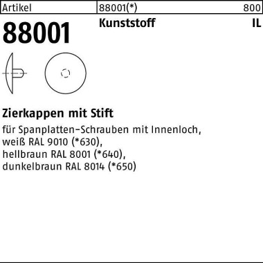 Zierkappe R 88001 Stift 2 ,5x 15 Ku. dunkelbraun 10 00 Stück 880016500025015