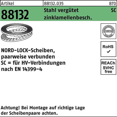 Unterlegscheibe R 88132 g eklebt NL 36 SC Sta zinkl amellenb. 25St. NORD-LOCK 881320350360000