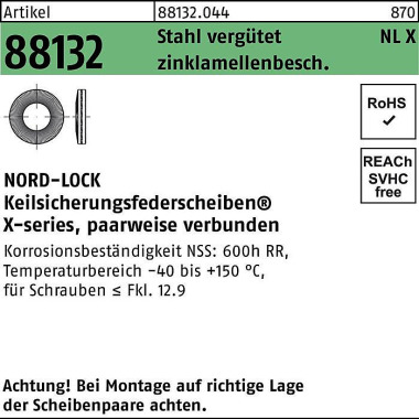 Unterlegscheibe R 88132 N LX 6 Stahl vergütet zinkl amellenb. 200St. NORD-LOC K 881320440060000