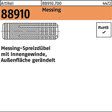 Spreizdübel R 88910 IG M4 /5x 16 Messing gerändelt 100 Stück 889107000040000