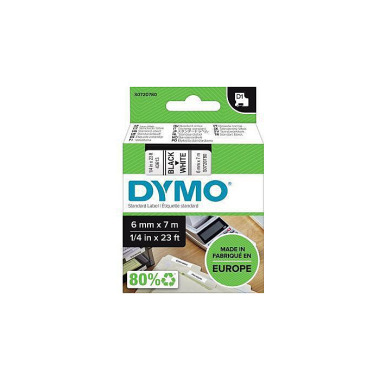 DYMO Schriftbandkassette D1 S0720780 6mmx7m sw auf ws 124017901