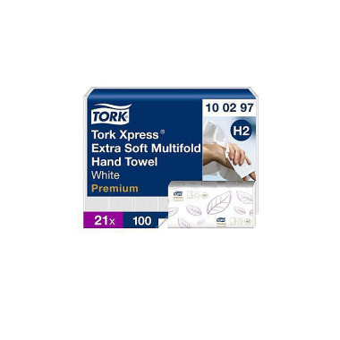 Tork Papierhandtuch Premi um 100297 21x34cm 2lagig weiß 2.100 Bl./Pack. 446214901