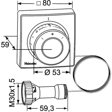 HEIMEIER Thermostat-Kopf F Ferneinsteller Kapillar rohr 2 m 2802-00.500