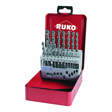 Ruko Juego de brocas espirales DIN 338 tipo TL 3000 HSSE Co 5 en estuche industrial 229214