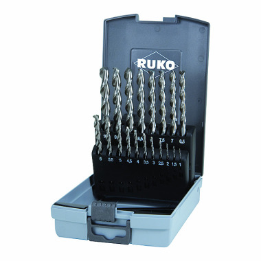 Ruko Juego de brocas espirales DIN 338 tipo TL 3000 HSSE Co 5 en estuche de plástico (ABS) 229214RO