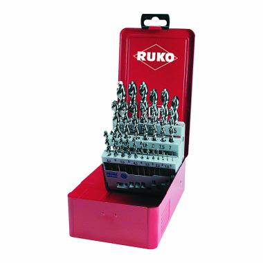 Ruko Juego de brocas espirales DIN 338 tipo TL 3000 HSSE Co 5 en estuche industrial 229215