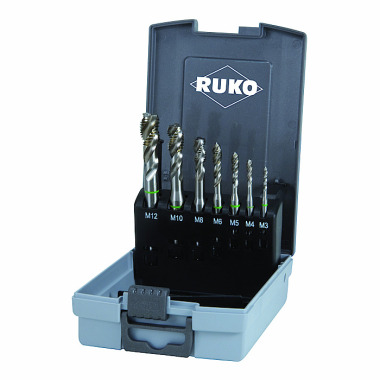 Ruko Juego de 7 piezas macho de roscar para máquinas HSS Co 5 forma C 35° 245062RO