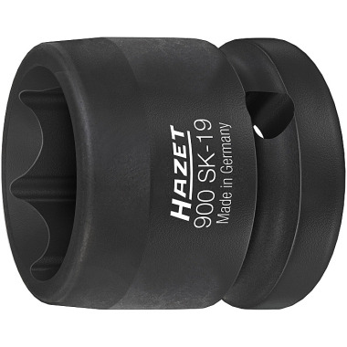 HAZET Impacto, vaso para destornillador mecánico (hex.) - hueco cuadrado 12,5 mm (1/2 pulgada) - perfil de tracción hexagonal externo - 19 mm 900SK-19