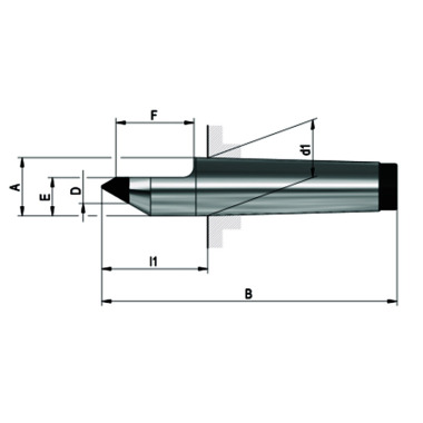 RÖHM Puntos de centrado fijos, soporte MK 4, DIN 806, media punta, sólo rectificado 026571