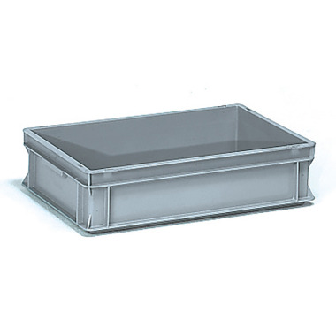 fetra Caja de plástico 600 x 400 x 145 mm gris, 2 asas de concha 1335