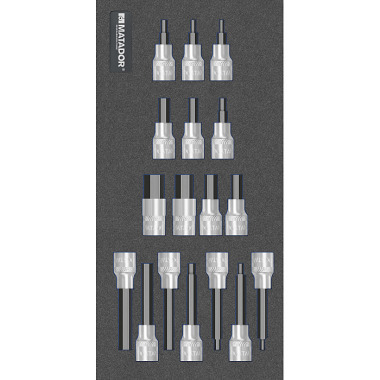 MATADOR MTS R: Bit Sockets 12,5(1/2) HEX, 17 pcs 1/3: 390x190mm 8164 4078