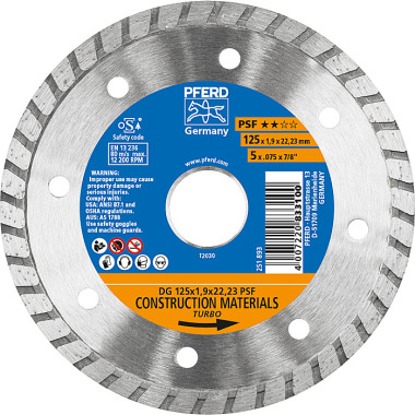 PFERD Herramientas diamantadas PFERD para la industria de la construcción DG 125 x 1,9 x 22,23 PSF 68300043