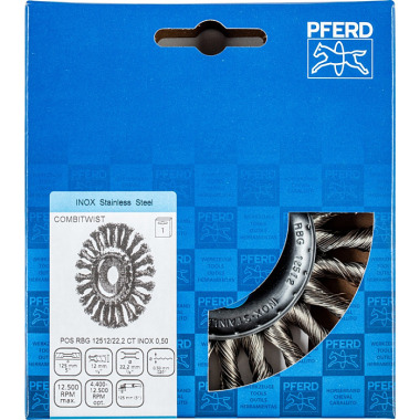 PFERD Cepillo redondo anudado POS RBG 12512/22.2 CT INOX 0.50 43303012