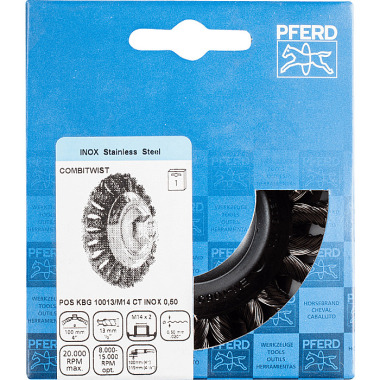 PFERD Cepillo cónico con hilo, nudo POS KBG 10013/M14 CT INOX 0,50 43313016