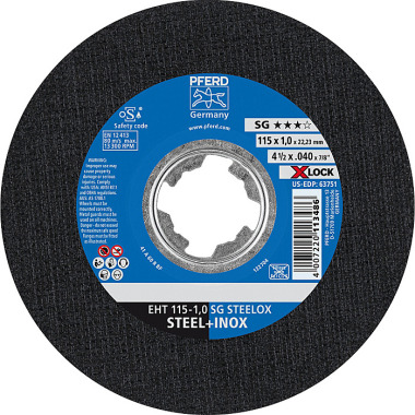 PFERD Disco de corte EHT 115-1.0 SG STEELOX/X-LOCK 61340413