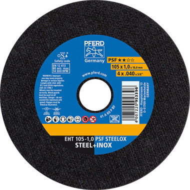 PFERD Disco de corte EHT 105-1.0 PSF STEELOX/16.0 61741105