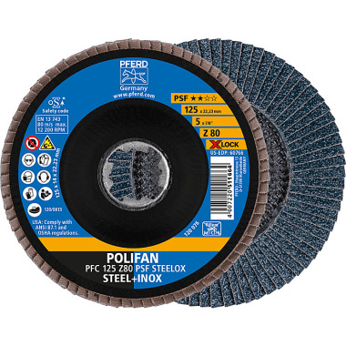 PFERD Arandela trampilla POLIFAN PFC 125 Z 80 PSF STEELOX/X-LOCK 67668126