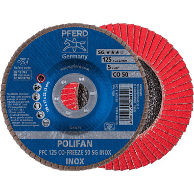 PFERD Disco de láminas lijadoras POLIFAN PFC 125 CO-FREEZE 50 SG INOX 67712550