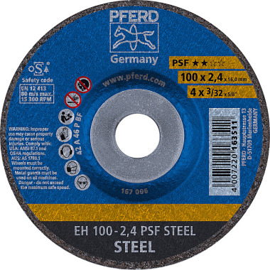 PFERD Disco de corte EH 100-2,4 PSF ACERO/16,0 61739116