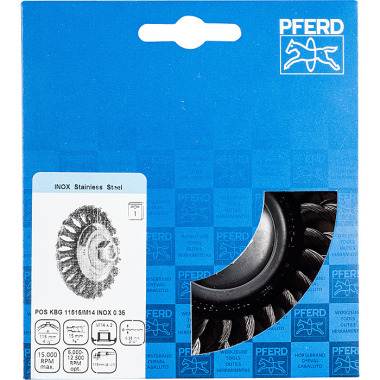 PFERD Cepillo cónico con hilo, nudo POS KBG 11515/M14 INOX 0,35 43315003