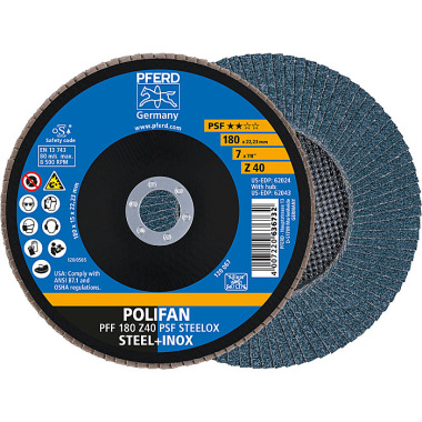 PFERD Disco de láminas POLIFAN PFF 180 Z 40 PSF STEELOX 67664185