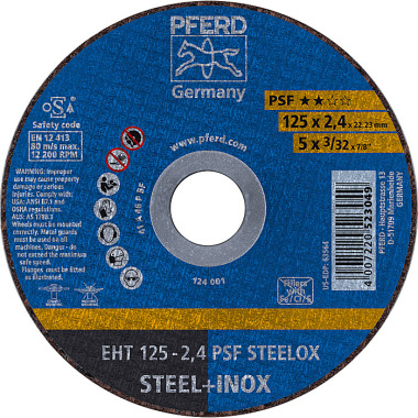 PFERD Disco de corte EHT 125-2,4 PSF STEELOX 61721122