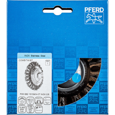 PFERD Cepillo cónico con hilo, nudo POS KBG 11515/M14 CT INOX 0,35 43315013