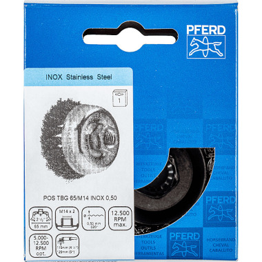 PFERD Cepillo de copa con hilo, nudo POS TBG 65/M14 INOX 0,50 43305004