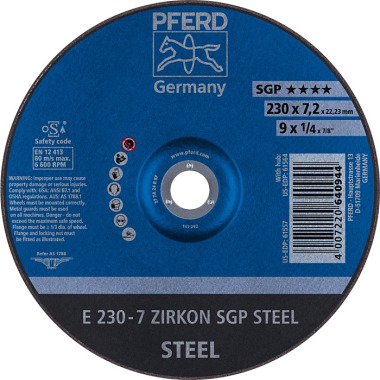 PFERD Muela abrasiva E 230-7 ZIRKON SGP ACERO 62223737