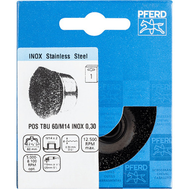 PFERD Cepillo copa con hilo, desenredado POS TBU 60/M14 INOX 0,30 43468905