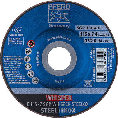 PFERD Disco abrasivo E 115-7 SGP WHISPER STEELOX 62211848