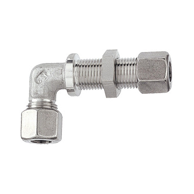 Riegler Racor acodado para pasamuros, tubo Ø exterior 6 mm, acero inoxidable 1.4571 112450