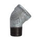 Riegler Codo 121, 45°, IG/AG, Rp/R 3/8, fundición maleable negra, galvanizado en caliente 112952