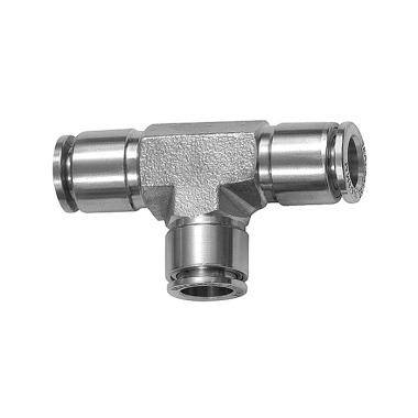 Riegler Racor rápido en T, para manguera exterior Ø 4, acero inoxidable 1.4404 135269