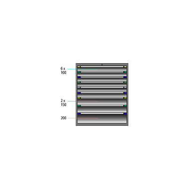 ThurMetall Armario de cajones (AnxPrxAl) 605x695x1200mm KEY Lock azul luminoso RAL 5012 84.372.010