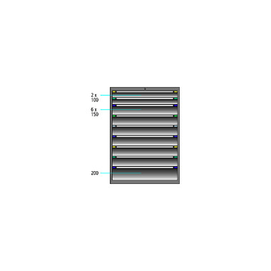 ThurMetall Cajonera (AnxPrxAl) 605x695x1400mm KEY Lock azul luminoso RAL 5012 84.365.010