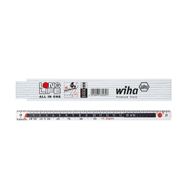 Wiha Metro plegable Longlife® All in One de 2 m métrico, de 10 eslabones (33232) blanco