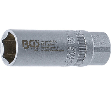 BGS Llave de vaso para bujías de encendido, hexagonal | 12,5 mm (1/2”) | 16 mm 2401