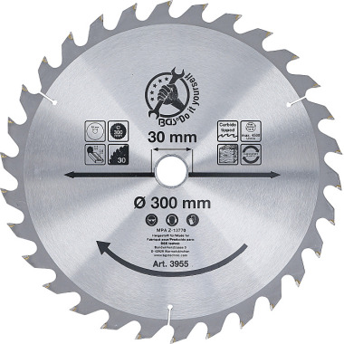 BGS Hoja de sierra circular con puntas de carburo | Ø 300 x 30 x 3,2 mm | 30 dientes 3955