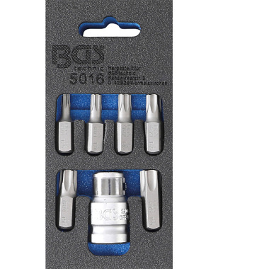 BGS Juego de puntas de destornilladores | entrada 10 mm (3/8”) | perfil en T (para Torx) | 7 piezas 5016