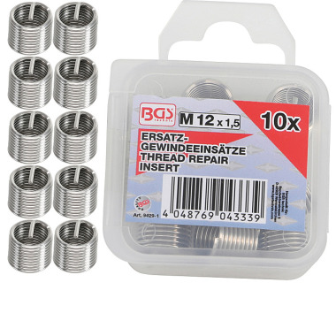 BGS Insertos de rosca de repuesto | M12 x 1,5 mm | 10 uds. 9429-1