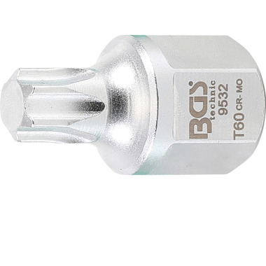 BGS Llave de vaso para correa acanalada | 12,5 mm (1/2”), hexágono exterior 22 mm | T-Star (para Torx) T60 9532