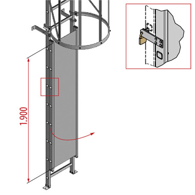 HYMER Aufstiegsperre abschließbar, Alu, Länge 1900 mm, inkl. Schloss 51637