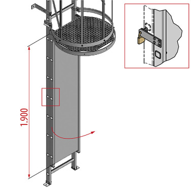 HYMER Aufstiegsperre mit Deckel, abschließbar, Alu, Länge 1900 mm, inkl. Schloss 51764