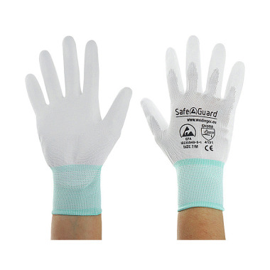 DS SafetyWear ESD-Handschuh  weiß/türkis beschichtete Handflächen, Größe M DSWL40764