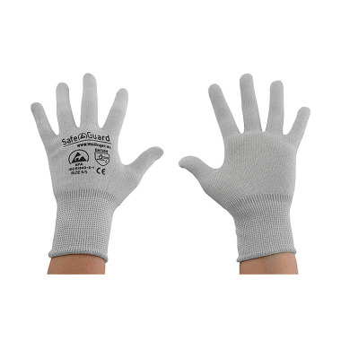 DS SafetyWear ESD-Handschuh grau/weiß, ohne Beschichtung Nylon/Carbon Größe S DSWL37434