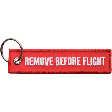 HALDER Normalien Schlüsselanhänger 135x28 mm ”REMOVE BEFORE FLIGHT” Material: Textil Polyester Gewebt & Unterfüttert in Rot inkl. Schlüsselring 4217.B004